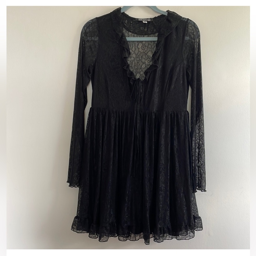 Urban Outfitters Janet Lace Long Sleeve Mini Dress